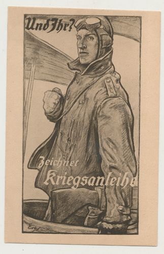Patriotische Postkarte " Und Ihr ? Zeichnet Kriegsanleihe  " 1914/18