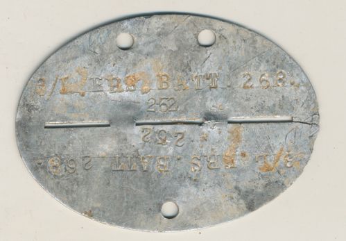 Erkennungsmarke Wehrmacht 3./ L. Ers. Batterie 268 - Augsburg