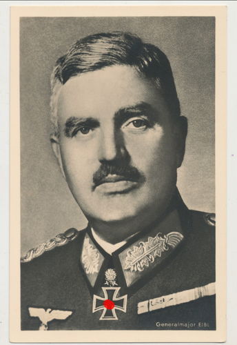 Generalmajor Eibl mit Ritterkreuz EL Schwerter - Original Hoffmann Postkarte 3. Reich