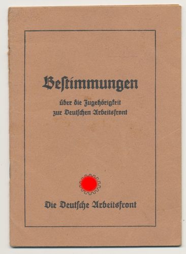 Bestimmungen DAF der zugehörigkeit Deutsche Arbeitsfront 3. Reich Taschenheft
