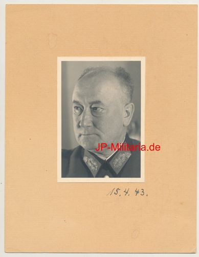 General Oscar Vogl Chef Besatzung Frankreich Original Portrait Foto auf Karton für Bilderrahmen WK2