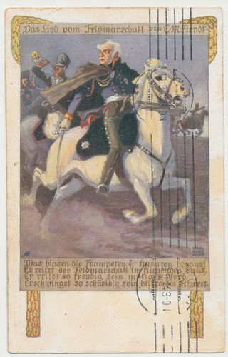 Patriotische Postkarte " Das Lied vom Feldmarschall Arndt " Poststempel von 1914