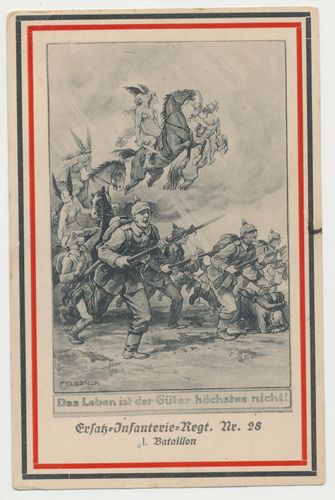 Feldpost Postkarte I.Batl. Rheinisches Infanterie Ers. Rgt. Nr. 28 von Goeben Poststempel 1917