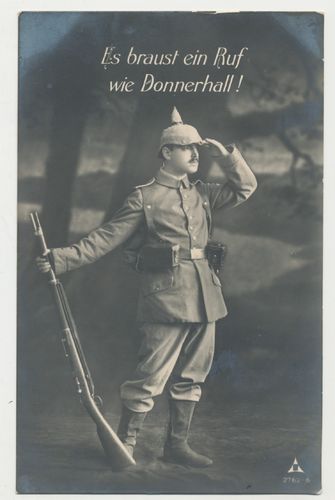 Patriotische Postkarte Karte " Es braust ein Ruf wie Donnerhall " Poststempel von 1914