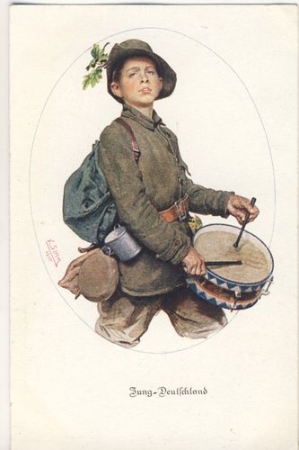 Jung Deutschland Postkarte Trommler - Karte für freiwillige Krankenpflege im Kriege 1914/18