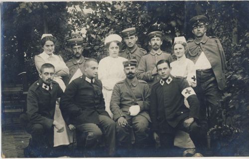 Lazarett Aufnahme Original Foto Militär Hospital Verwundete Krankenschwester Sanitäter um 1914