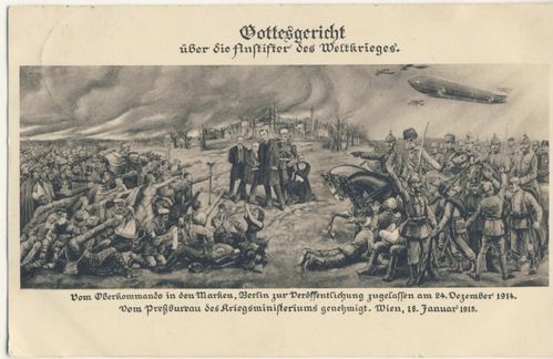 Gottesgericht über die Anstifter des Weltkrieges - Original Postkarte Kriegsministerium Wien 1915