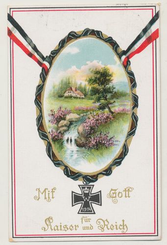 Mit Gott für Kaiser und Reich - patriotische Postkarte von 1916