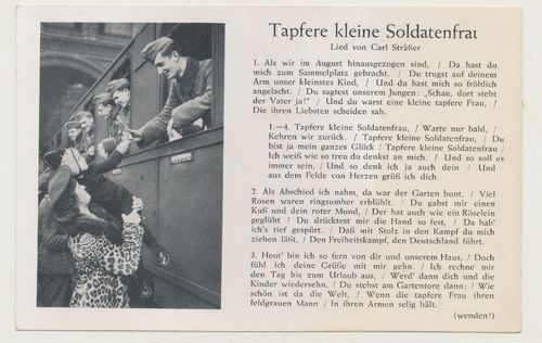Tapfere kleine Soldaten Frau - Lieder Postkarte Wehrmacht 3. Reich
