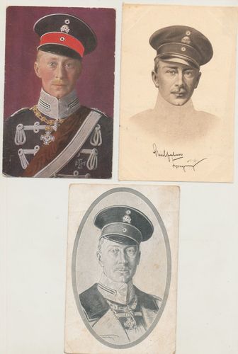 Postkarten Set - 3 patriotische Militär Karten Kronprinz Wilhelm von 1914/18