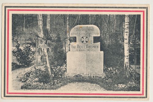 Bremen Gedenkstein Inf Rgt Bremen Hanseatisches Nr. 75 - Postkarte von 1916