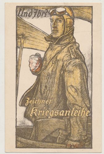 Patriotische militärische Postkarte - Zeichnet Kriegsanleihe .. um 1914/18