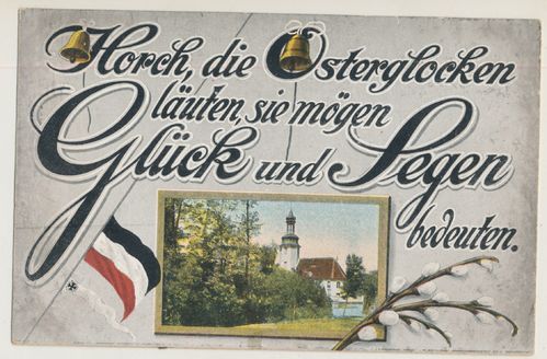 Patriotische militärische Postkarte - Horch die Osterglocken .. von 1915