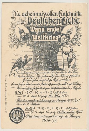 Patriotische militärische Postkarte - Deutsche Eiche  .. Feldpost Karte von 1915