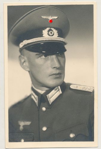 Offizier Wehrmacht Original Portrait Foto mit Schirmmütze Uniform WK2