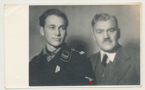 SS Panzer Soldat schwarze Uniform Original Portrait Foto mit Vater WK2