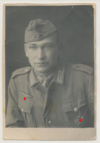 Wehrmacht Unteroffizier späte Uniform mit EK1 Eisernes Kreuz 1. Klasse - Original Foto WK2