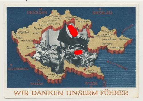 Einmarsch Sudetenland 1938 - Original Postkarte Poststempel von Charlottenburg 1939