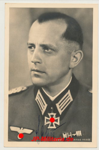 Oberst Alfred Haase Wehrmacht Heer Ritterkreuz Hoffmann Postkarte mit Original Unterschrift Autogram