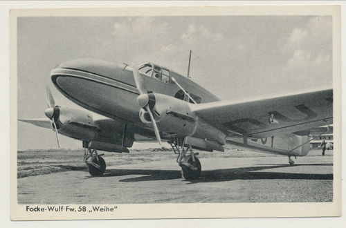 Flugzeug Focke Wulf FW 58 " Weihe "  - Original Postkarte 3. Reich