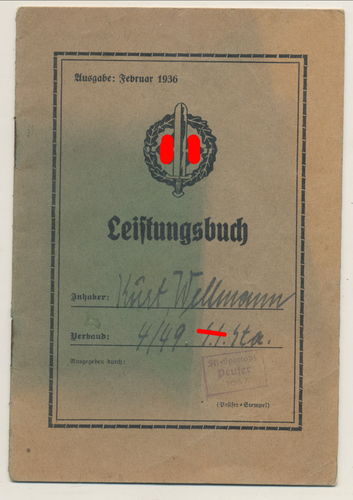 SS Leistungsbuch 4/49. SS Standarte Braunschweig zum SA Sportabzeichen 1935