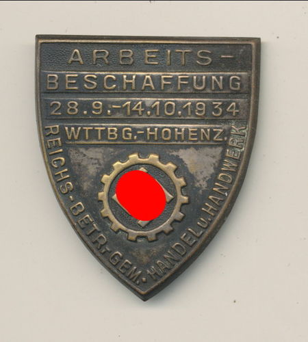 Reichsbetriebszellen Handel und Handwerk Abzeichen Arbeitsbeschaffung Wittenberge Hohenzollern 1934