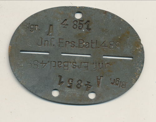 Erkennungsmarke Wehrmacht Infanterie Ers. Btl. 489 Oldenburg ab 1945 Weser Einsatz 114. Jäger Div