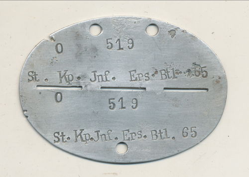 Erkennungsmarke Wehrmacht Stamm Komp. Infanterie Ers Btl 65 Delmenhorst - Endkampf Einheit 1945