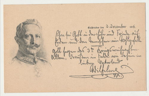 Kaiser Wilhelm II. - Original Postkarte um WK1 - Weihnachts Gruss seiner Majestät