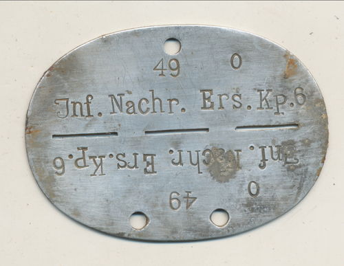 Erkennungsmarke Wehrmacht Infanterie Nachrichten Ers Kp. 6 Bielefeld Danzig Dänemark Tisted