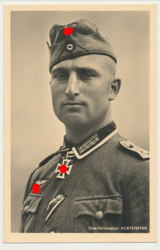 Oberfeldwebel Portsteffen Wehrmacht Heer Ritterkreuz - Original Hoffmann Postkarte 3. Reich