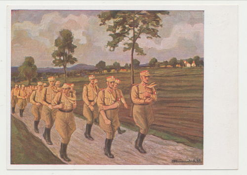 Postkarte " Deutscher erwirb das SA Sportabzeichen " nach Gemälde von E. Frauendorfer 3. Reich