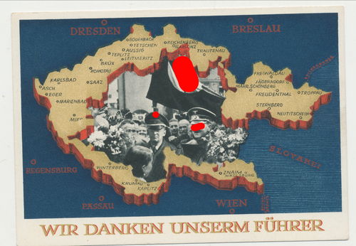 Einmarsch Sudetenland 1938 - Original Postkarte Poststempel Troppau im befreiten Sudetenland
