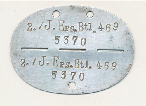 Erkennungsmarke Wehrmacht 2./ Infanterie Ers Btl 469 Eutin Radersleben Dänemark Holland Weser 1945