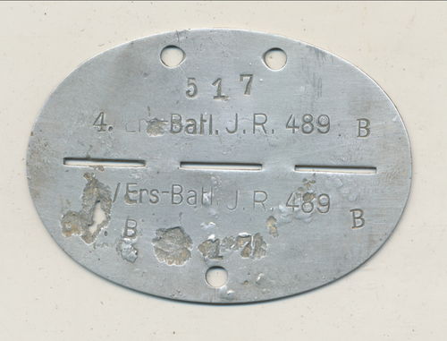 Erkennungsmarke Wehrmacht 4. Infanterie Ers. Btl. 489 Oldenburg ab 1945 Weser Einsatz 114. Jäger Div