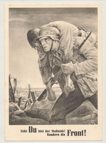 Postkarte - Nicht du bist der Maßstab sondern die Front - Poststempel 1943