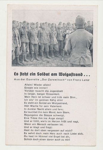 Es steht ein Soldat am Wolga Strand - Lieder Karte Original Postkarte WK2