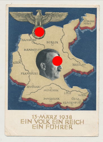 Ein Volk Ein Reich Ein F... - A. Hitler Postkarte Poststempel mit SS Rottenführer Absender SS Lager
