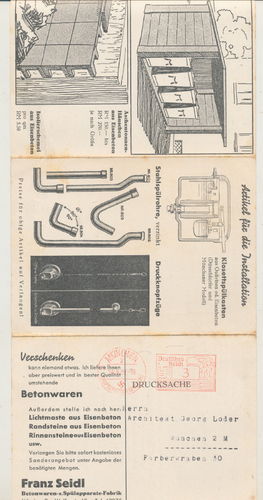 Werbe Postkarte Betonwaren Eisen Installation Franz Seidl München von 1939
