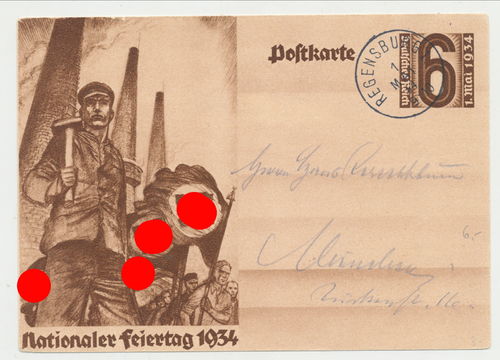 National Feiertag 1934 - Original Postkarte 3. Reich