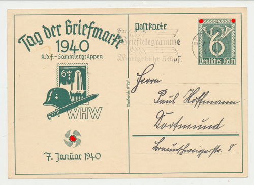 Tag der Briefmarke 1940 KDF Sammlungen WHW - Original Postkarte von 1940