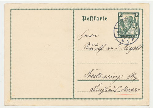 Postkarte Deutsche Nothilfe versendet nach Freilassing 1936