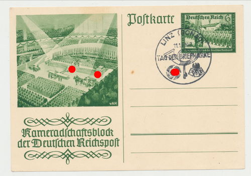 Kameradschaftsblock der deutschen Reichspost Original Postkarte Linz Poststempel 1942