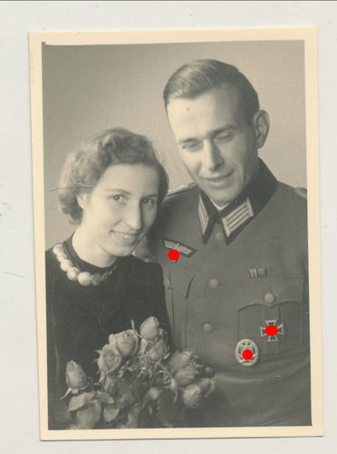Offizier deutsche Wehrmacht mit Allg Sturmabzeichen & EK1 Eisernes Kreuz Original Portrait Foto WK2