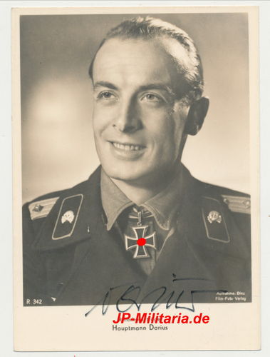 Postkarte Ritterkreuzträger Hptm Darius Panzer Rgt Feldherrnhalle mit ORIGINAL Unterschrift Autogram
