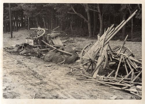 Presse Foto deutsche Wehrmacht Schlachtfeld zerstörtes Kriegs Material 1939