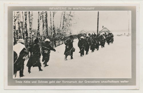 Infanterie im Winterkampf bei Kälte und Schnee - Original Postkarte WK2