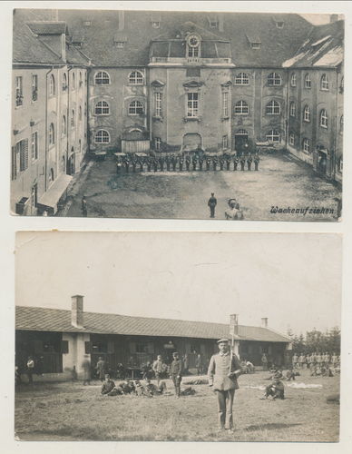 Postkarten Foto 2 Stück Lager Lechfeld und Kaiser Joseph Kaserne um WK1