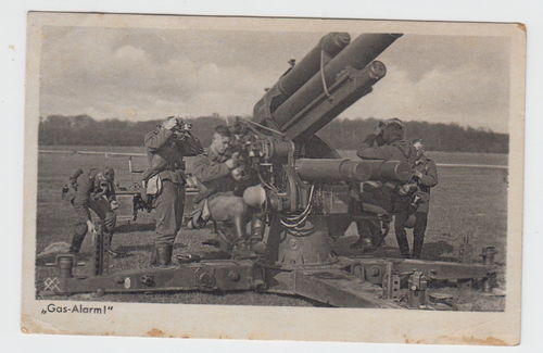 Luftwaffe Flak Geschütz " Gasalarm " Original Postkarte WK2