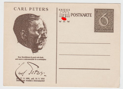 Carl Peters Kolonial Politiker Kriegs Postkarte 3. Reich